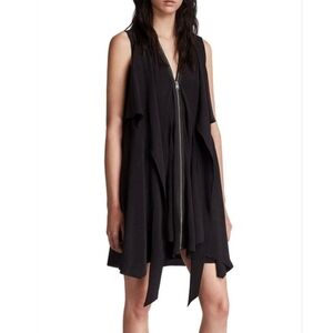 All Saints Jayda V-Neck Zip Front Mini Dress